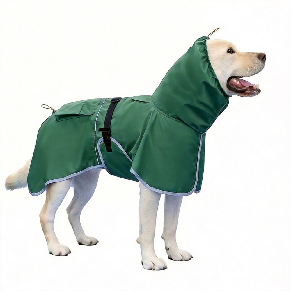 ARONKL Adjustable Hooded Raincoat for Medium Large Dogs with Reflective Edges