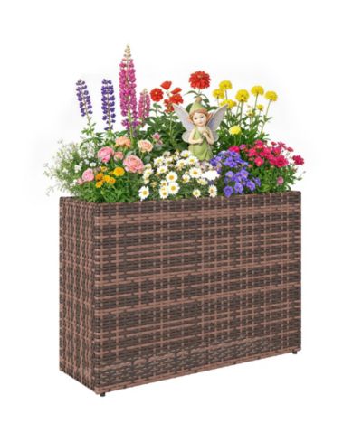 Outsunny Tall Recgular Planter Box with Removable Liner, Holes,