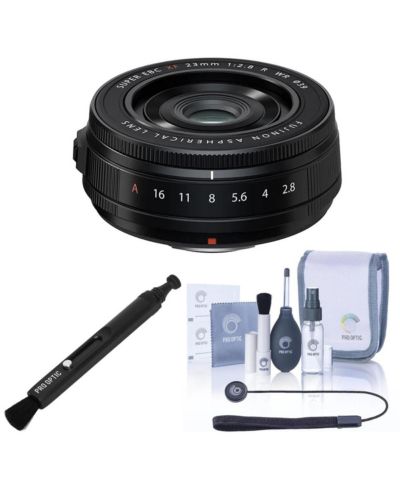 Fujifilm XF 23mm f/2.8 R WR Lens, Black with PRO OPTIC Lens Care Kit that includes Universal Lens Cap Tether, Cleaning Kit, and LensPen Lens Cleaner