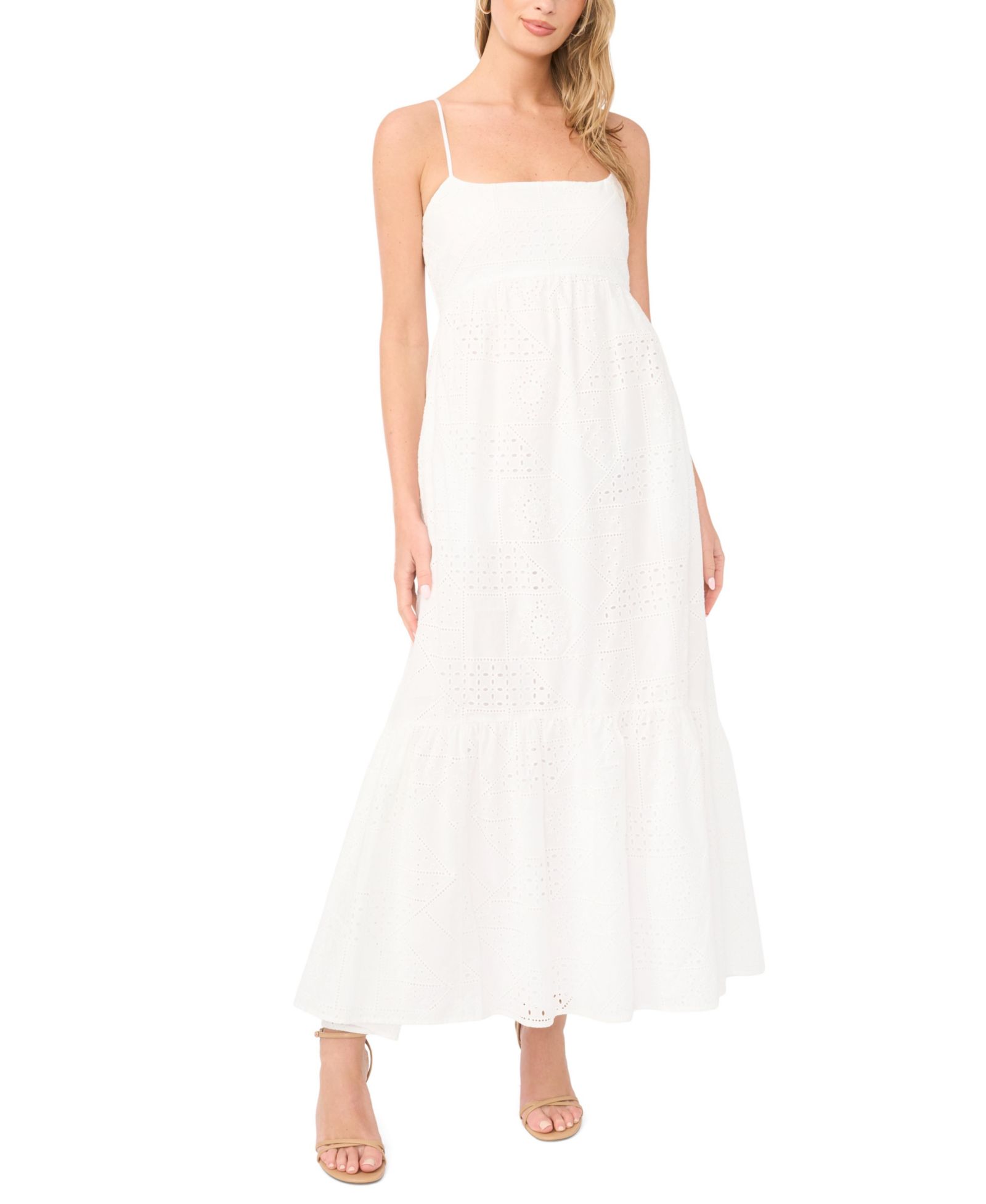 1.STATE Women's Square Neck Eyelet Maxi Dress
