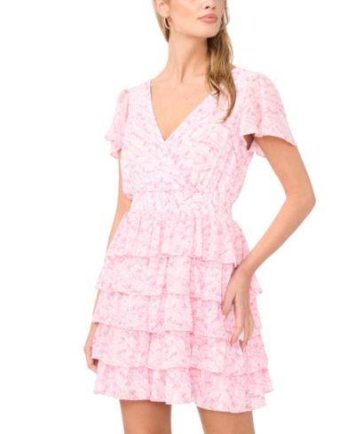 1.STATE Women's Flutter-Sleeve V-Neck Mini Dress