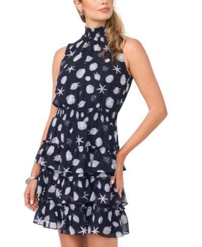 1.STATE Women's High-Neck Smocked Waist Dress