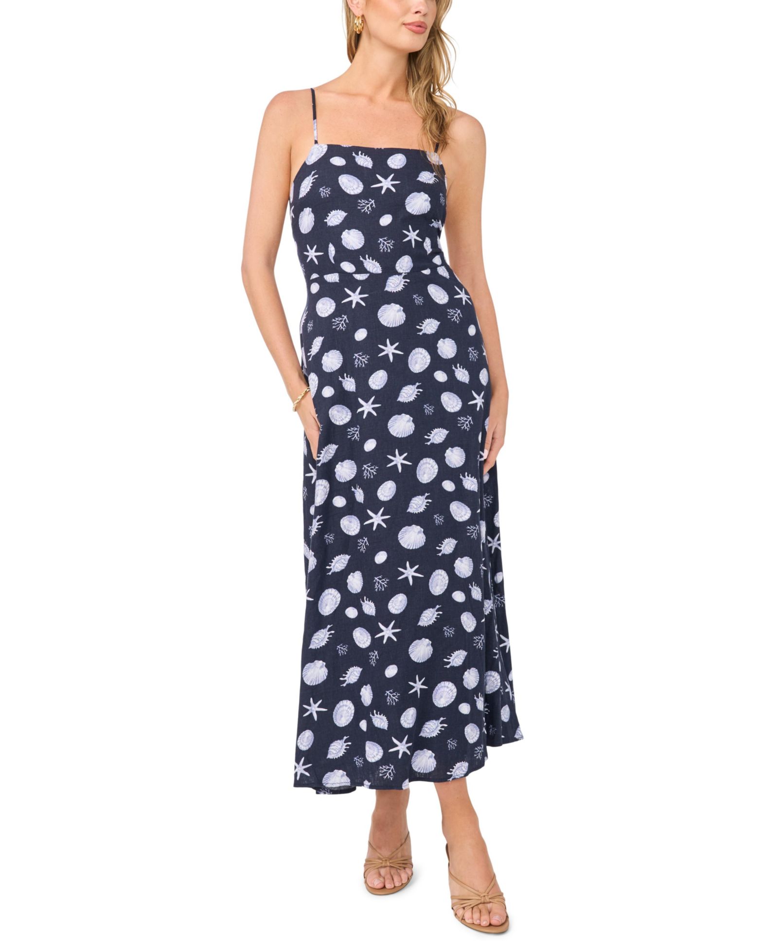 1.STATE Women's Strappy Square Neck Dress