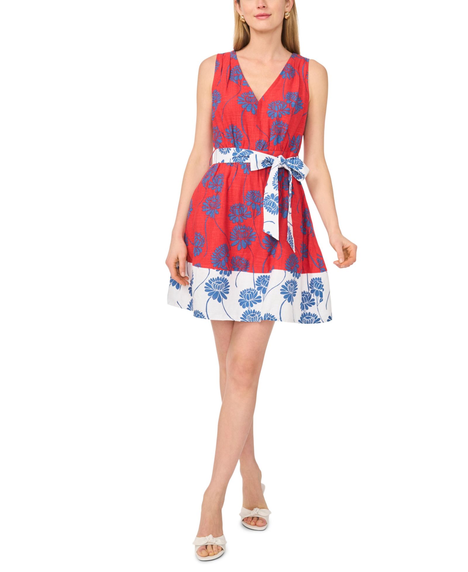 1.STATE Women's Pleated Bodice Sleeveless Dress