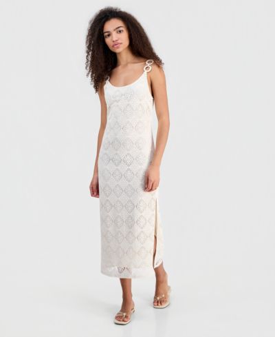 14th Place Juniors' Crocheted Midi Dress