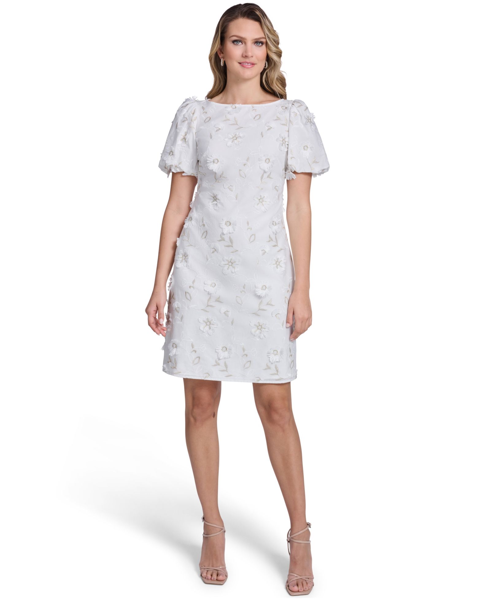 Женское платье-футляр Jessica Howard Boat Neck Bubble-Sleeve Sheath