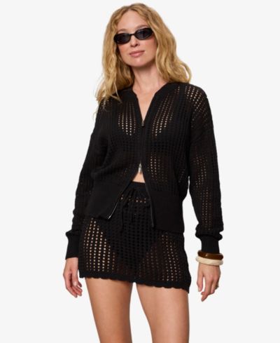 Sanctuary Petite Laguna Openwork V-Neck Bomber Jacket
