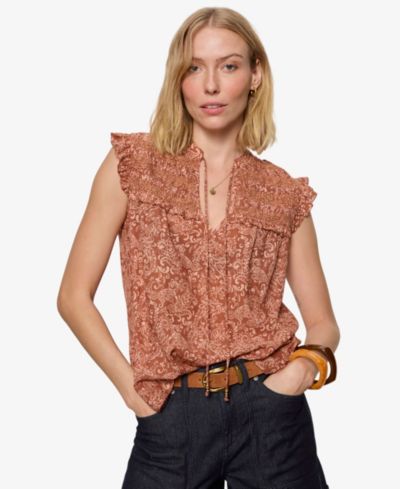 Sanctuary Petite Free Feeling Smocked Sleeveless Blouse