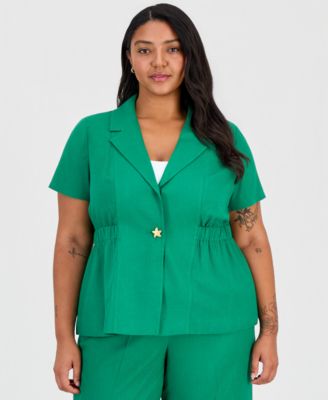Tahari ASL Plus Size Notch-Collar Short-Sleeve Jacket