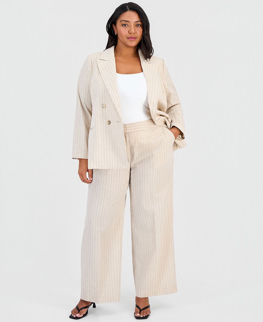 Tahari ASL Plus Size Pinstripe Wide-Leg Pants