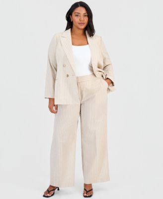 Tahari ASL Plus Size Pinstripe Wide-Leg Pants