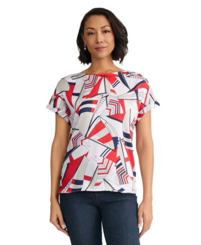 Женская блузка Jones New York Short-Sleeve Satin Twill Printed