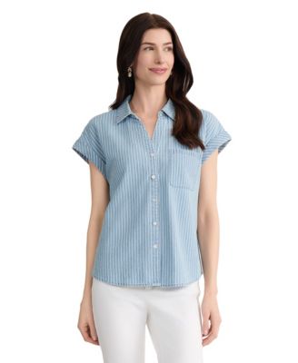 Женская хлопковая блузка Jones New York Short-Sleeve Collared