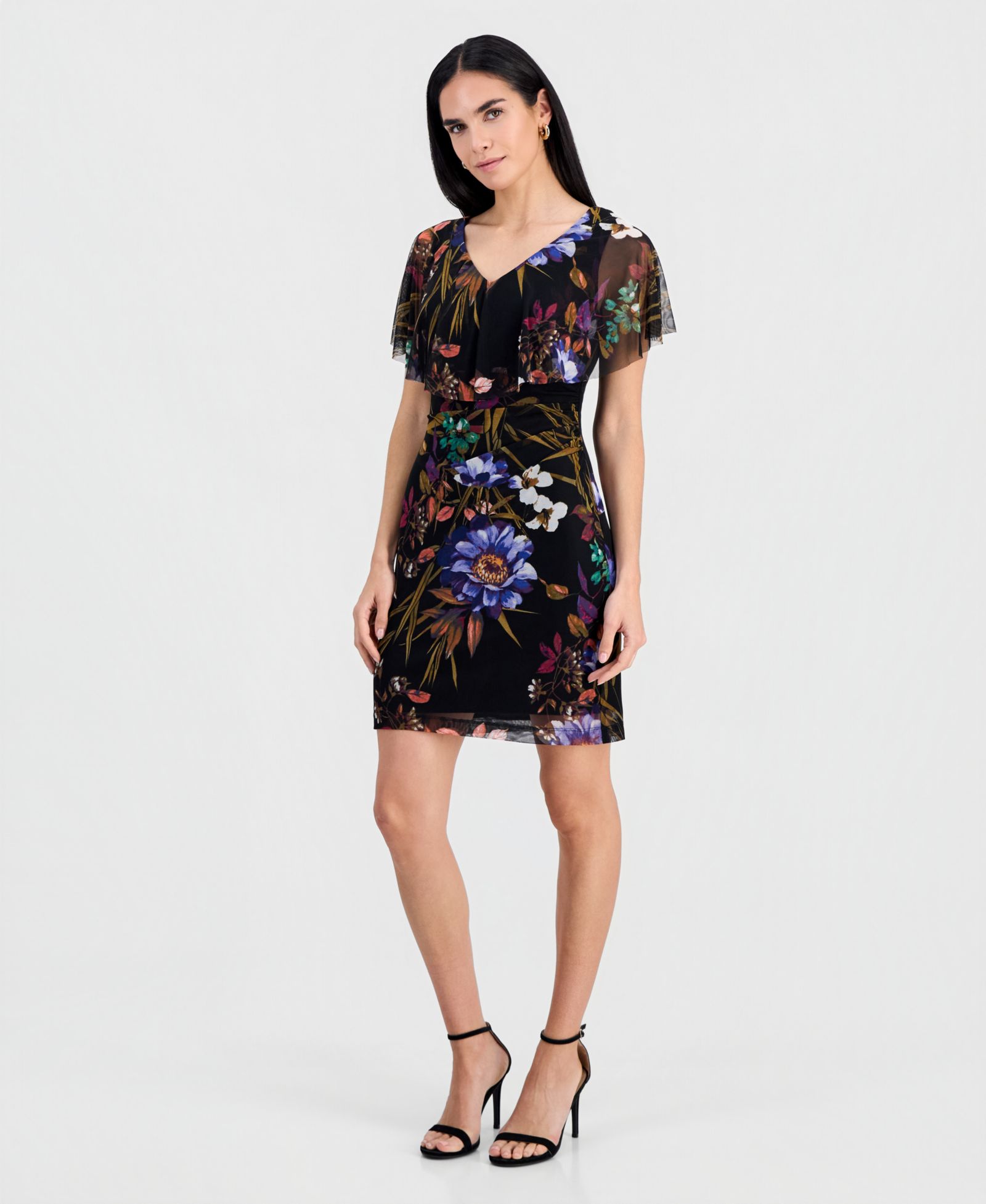 Connected Petite Mesh Sheath Dress