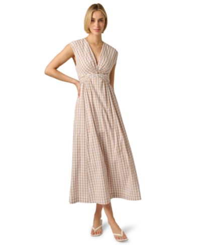 Adrianna Papell Women's V-Neck Twist Front Midi Dress