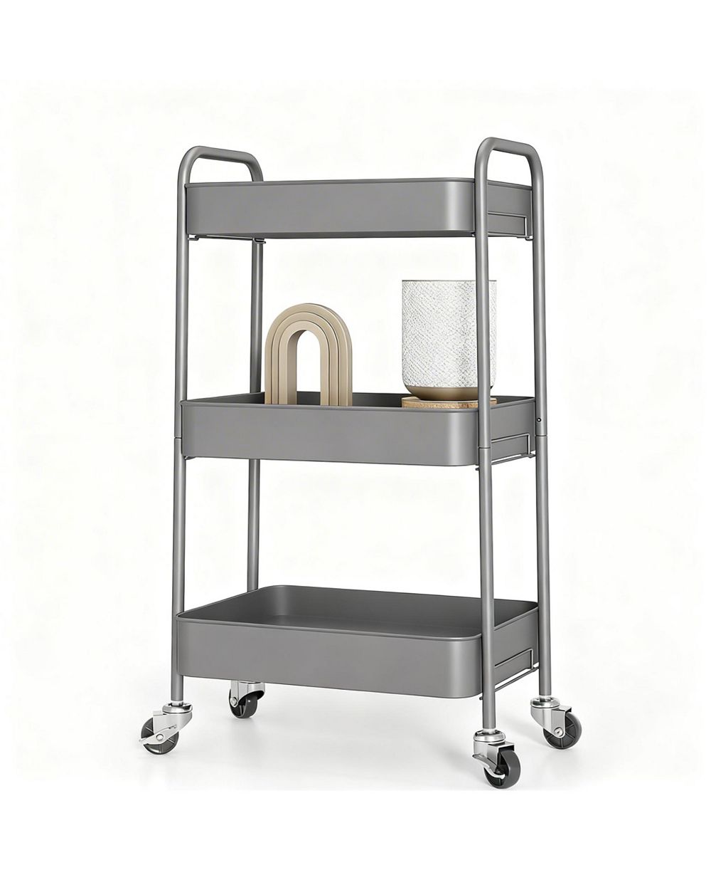 Yigii Metal Rolling Cart with Wheels for Kitchen, Bathroom, & More - Easy Assembly, Durable