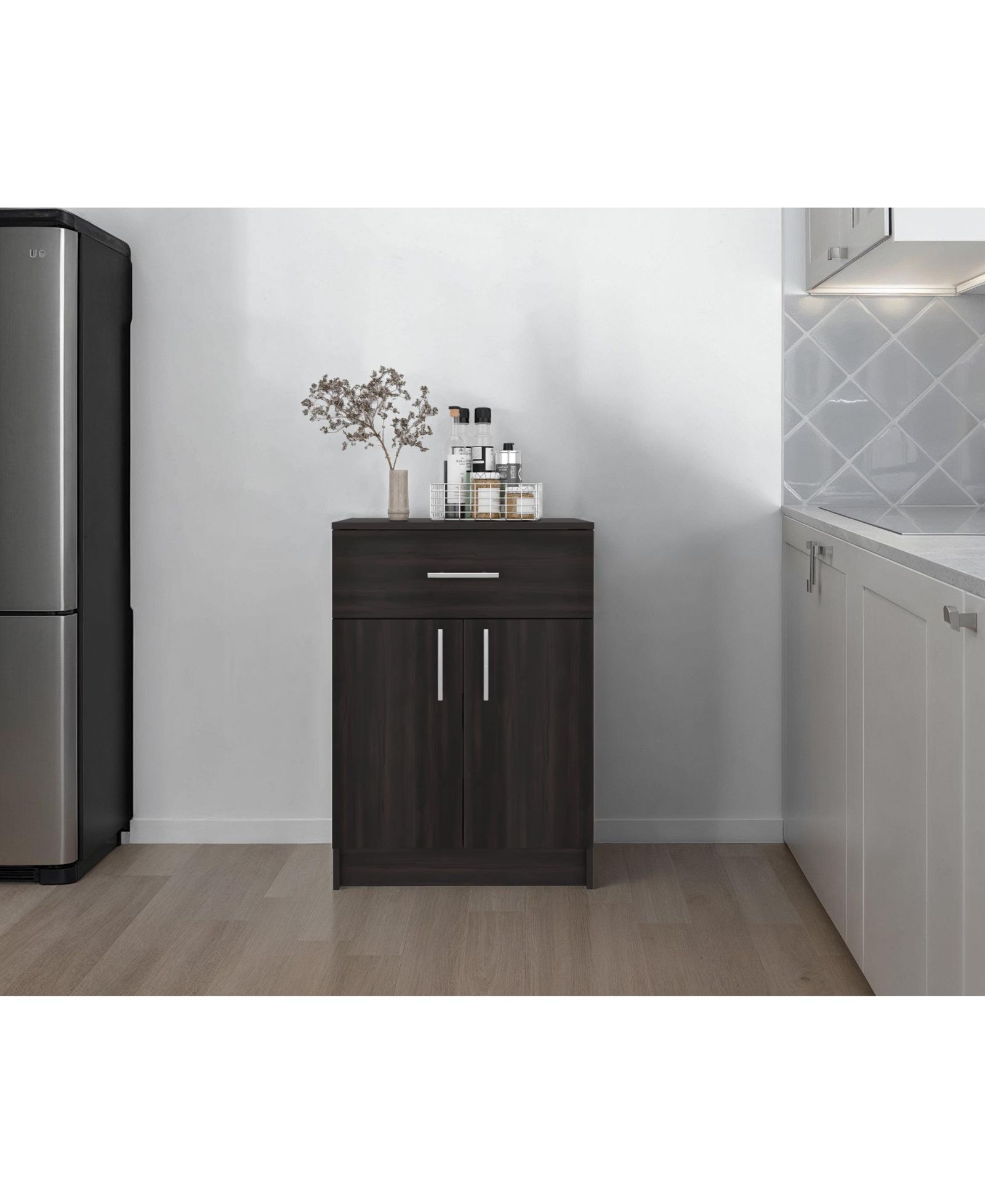 FM FURNITURE Cope kitchen Pantry in melamine with 2 doors and 1 drawer
