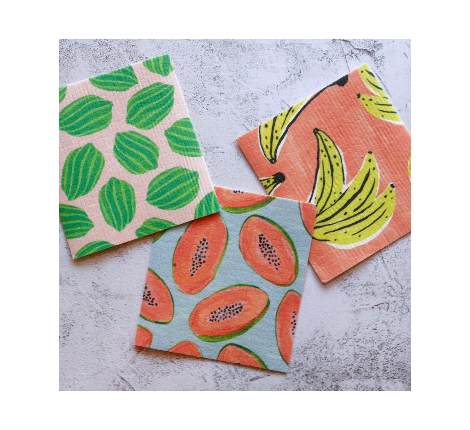 Supra Endura Swedish Dishcloth in Fruit Print, 3-pack