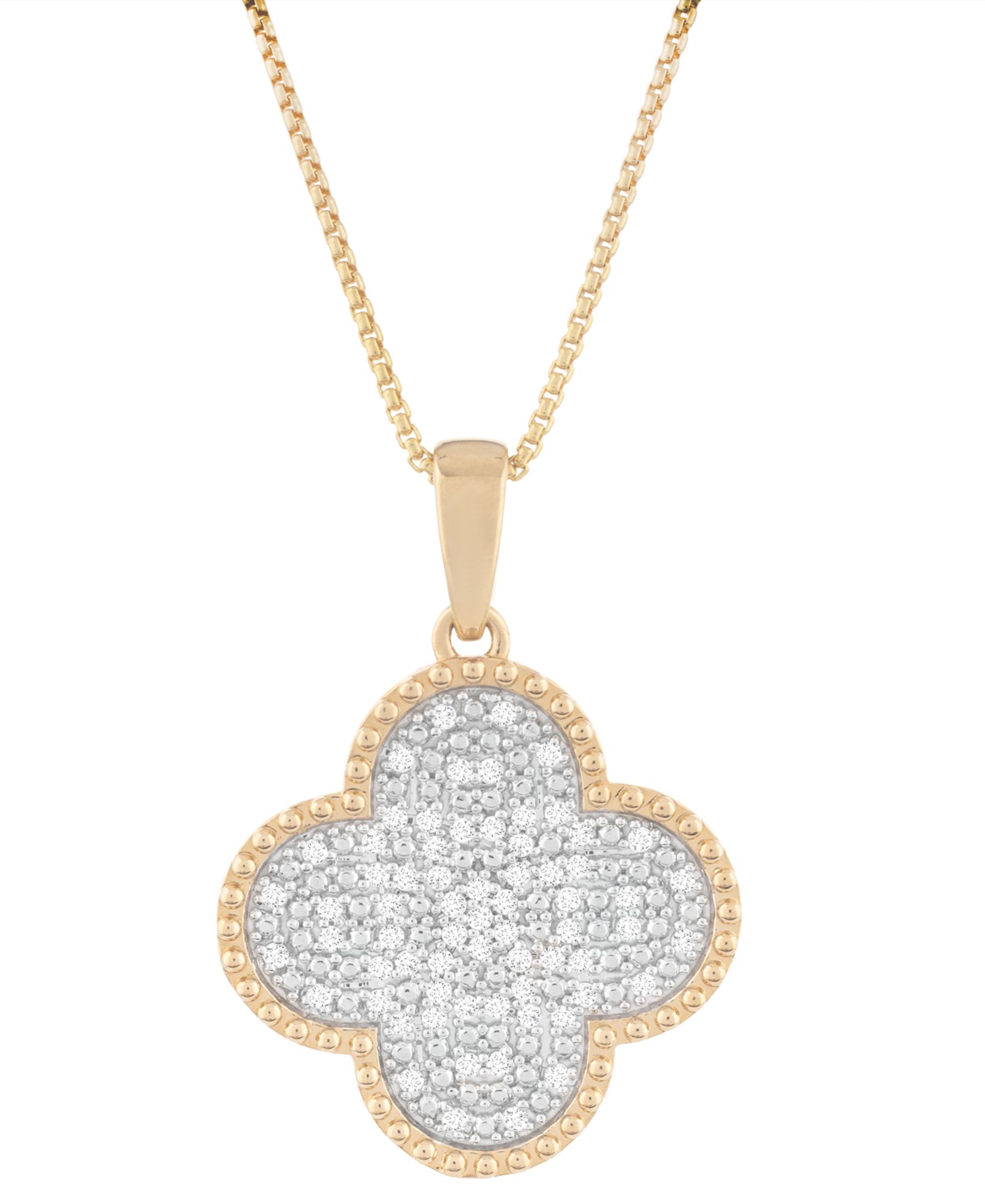 Мужское ожерелье Macy's с подвеской Clover Diamond (1/2 ct. t.w.) из стерлингового серебра с покрытием 14k золотом