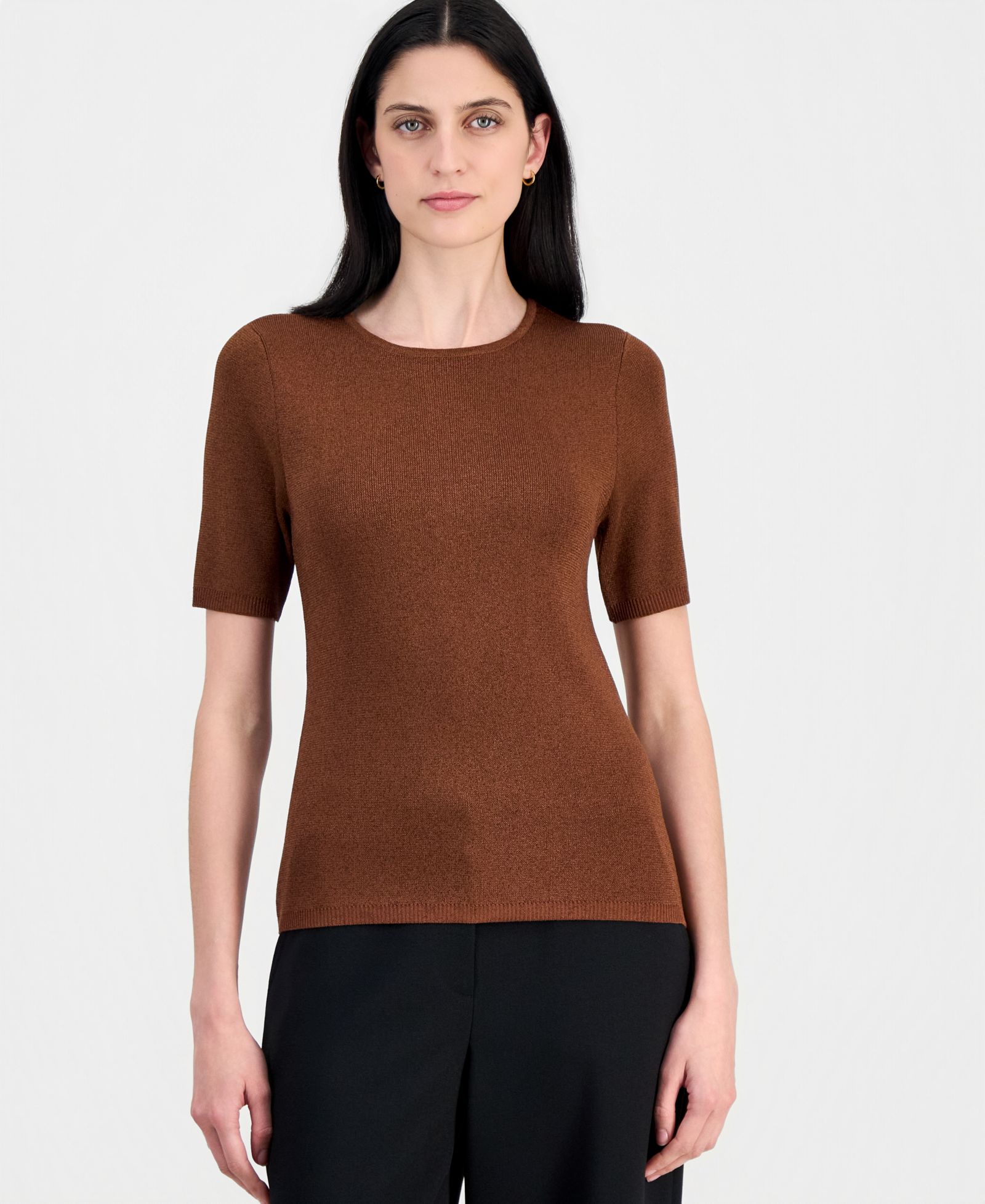 Топ Tahari ASL Women's Short-Sleeve Metallic Sweater Tee