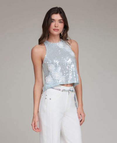 Avec Les Filles Women's Crewneck A-Line Crop Top