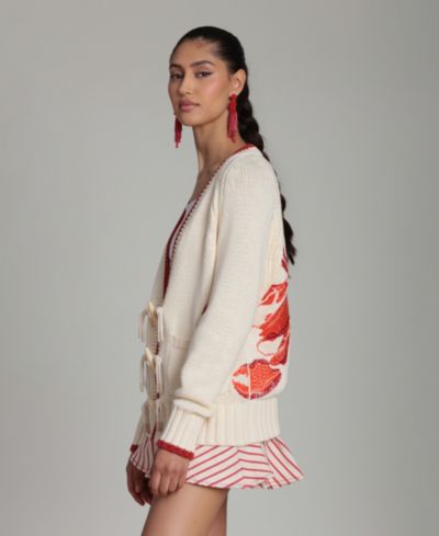 Свитер Avec Les Filles Women's Intarsia Lobster Long-Sleeve