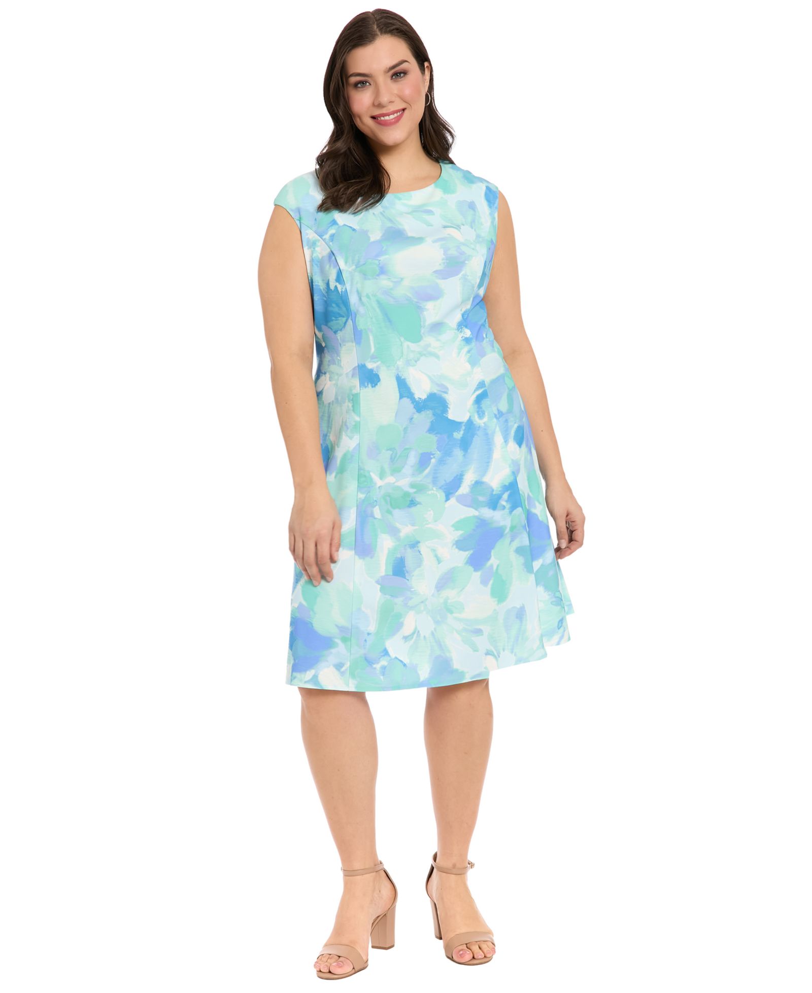 Платье London Times Plus Size Sleeveless Crewneck
