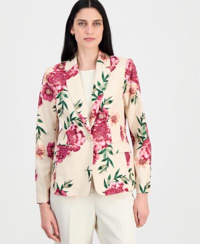 Tahari ASL Women's Floral One-Button Jacket