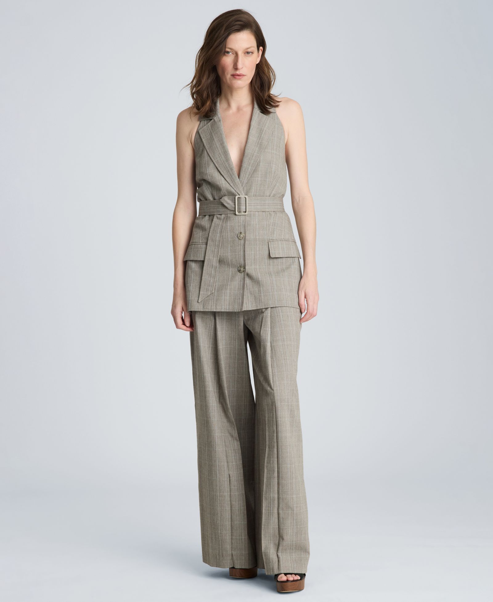 Kenneth Cole Women's Sleeveless Belted Notch Collar Vest