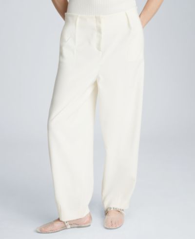 Kenneth Cole Women's Fly Front Hollywood Waist Pleated Barrel Leg Pants