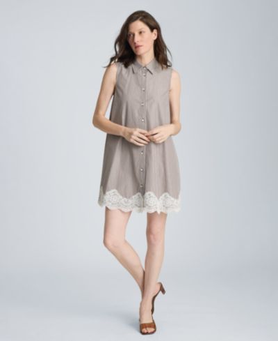 Платье-рубашка Kenneth Cole Women's в полоску с кружевом