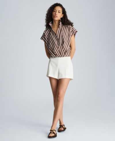 Kenneth Cole Women's Cotton Striped Collared Neck Top