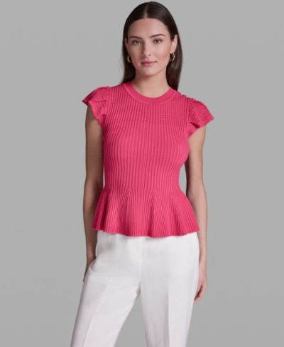 BCBG Женский топ Peplum с коротким рукавом