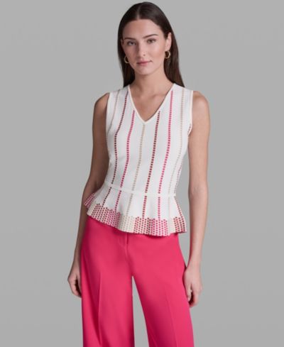 BCBG Женский топ без рукавов с V-образным вырезом Peplum