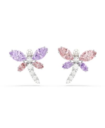 Ariana Grande x Swarovski® Mixed Cuts, Dragonfly, Multicolored, Rhodium-Plated Stud Earrings