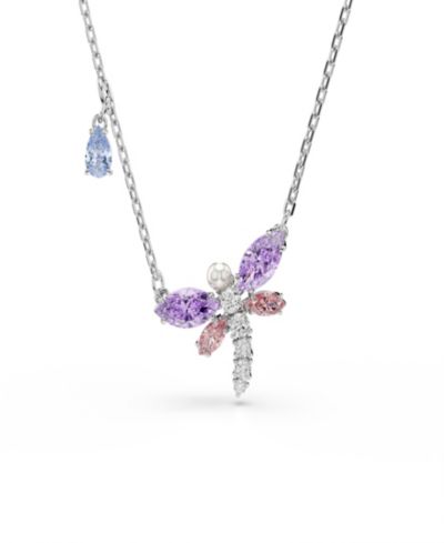 Ariana Grande x Swarovski® Mixed Cuts, Dragonfly, Multicolored, Rhodium-Plated Pendant Necklace