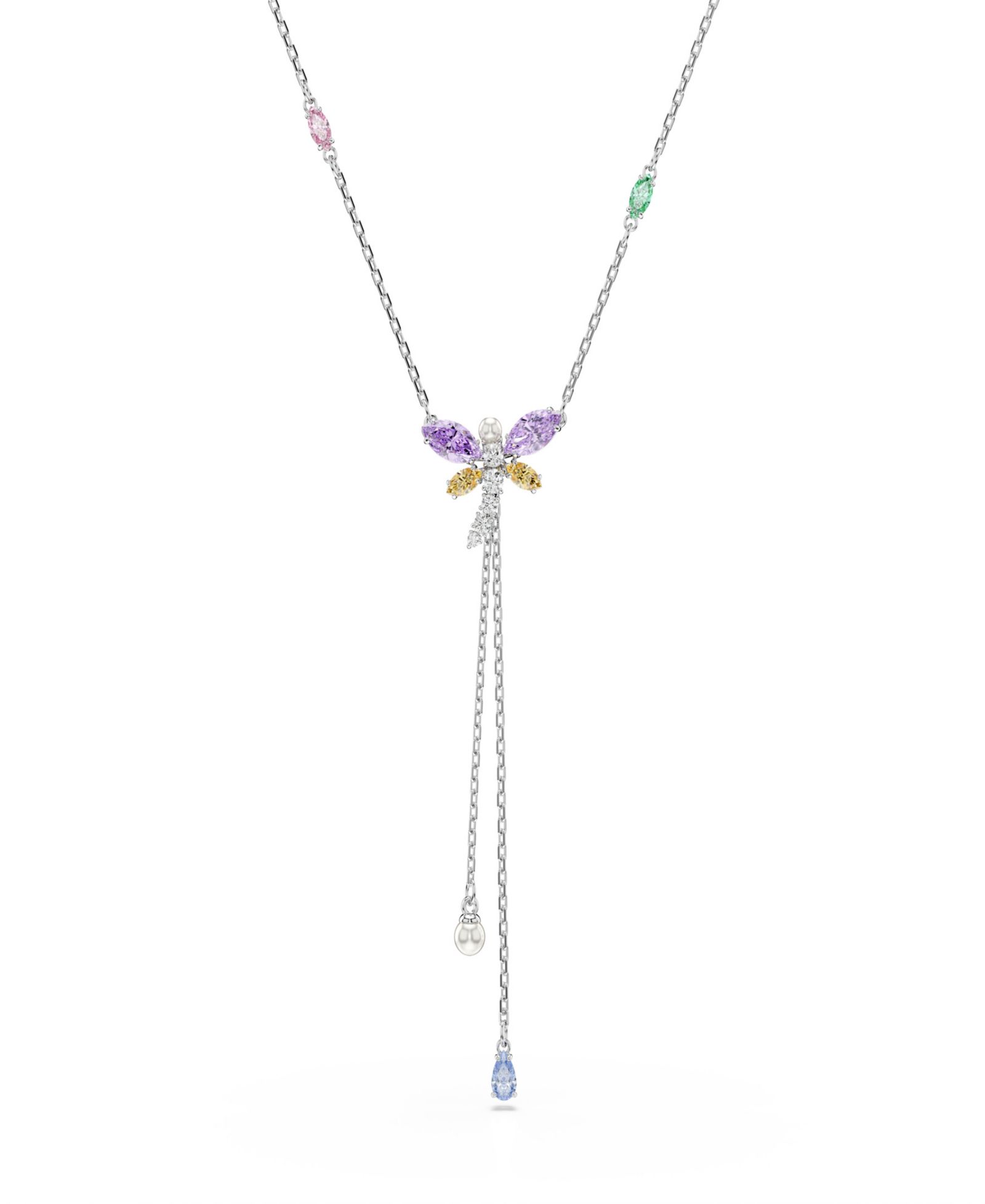 Ожерелье-Y Ariana Grande x Swarovski®, Mixed Cuts, Dragonfly, Multicolored, Rhodium-Plated
