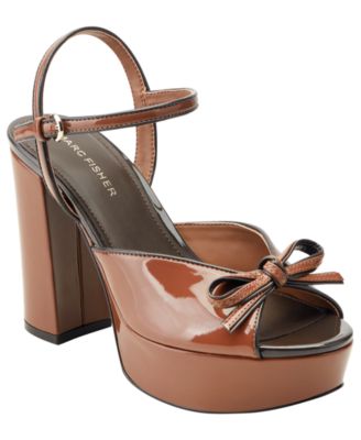 Marc Fisher Women's Dera Peep Toe Platform High Block Heel Sandals