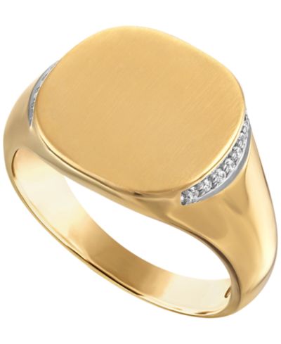 Esquire Men's Jewelry кольцо с белым бриллиантом (1/10 ct. t.w.) из позолоченного стерлингового серебра
