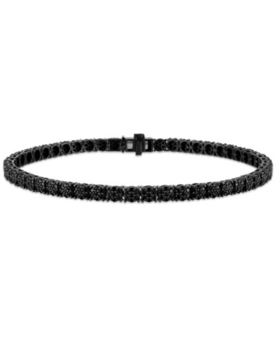 Esquire Men's Jewelry Black Spinel Diamond Cluster Tennis Bracelet (3 ct. t.w.) in Sterling Silver