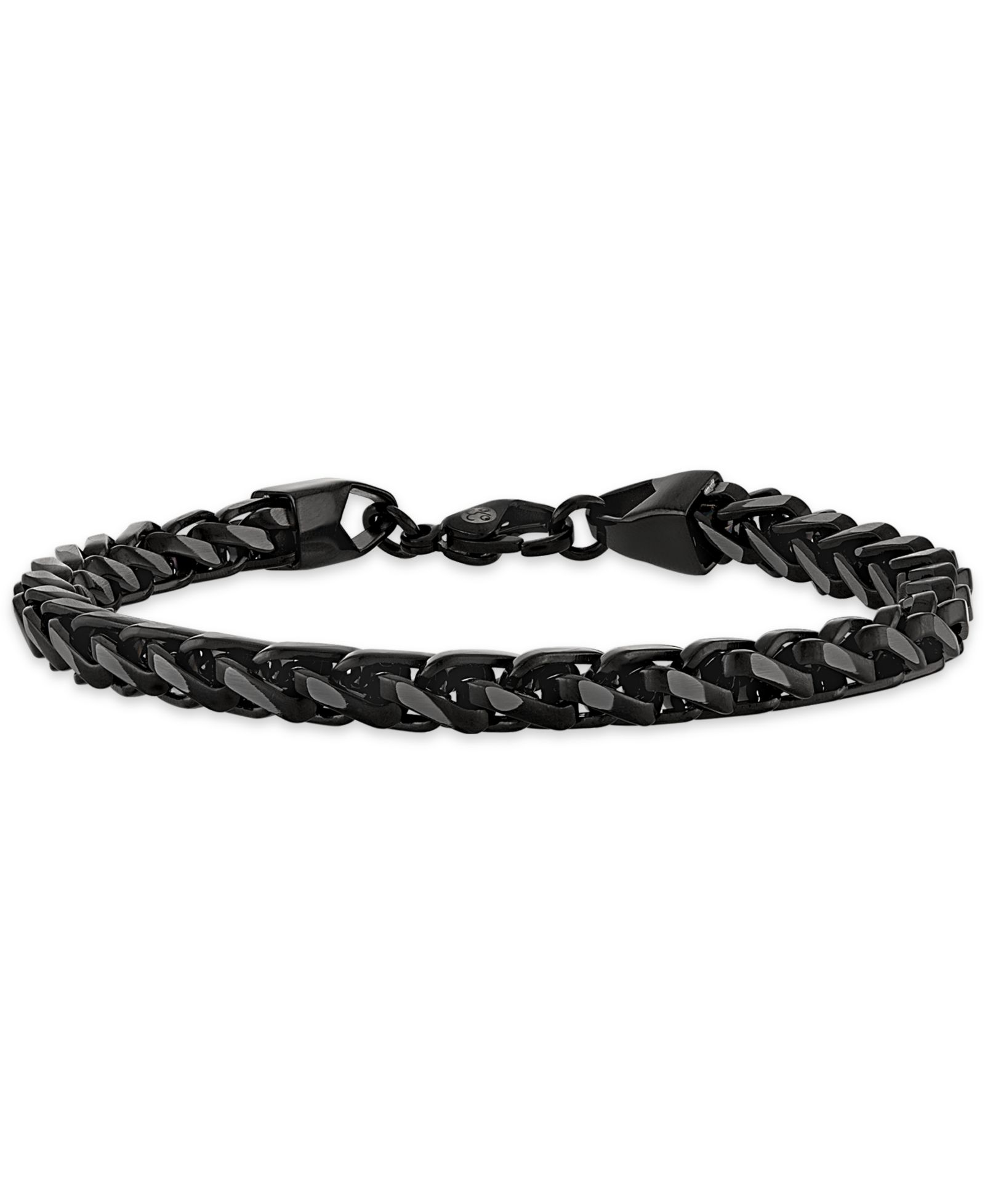 Esquire Men's Jewelry Мужской браслет Wheat Chain из нержавеющей стали, Black and Silver