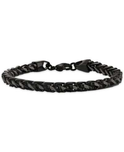 Esquire Men's Jewelry Black and Silver Wheat Chain Bracelet in Stainless Steel