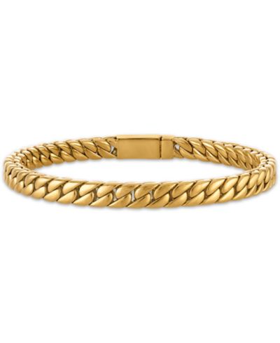 Esquire Men's Jewelry Polished Double Layer Chain Bracelet in Yellow-Plated Stainless Steel