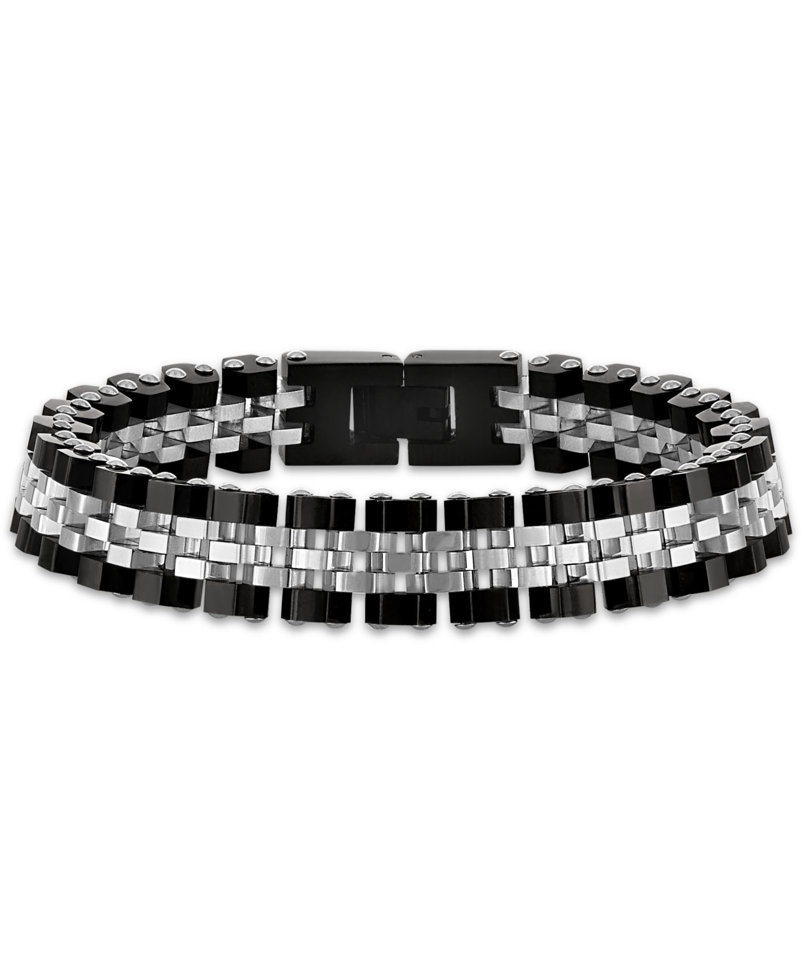 Мужской браслет Esquire Men's Jewelry Polished Black and White Hexagon Link из нержавеющей стали