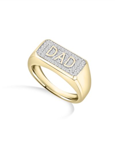 Кольцо Macy's Men's Diamond (1/5 ct. t.w.) Dad Band 14k Gold Plated Sterling Silver