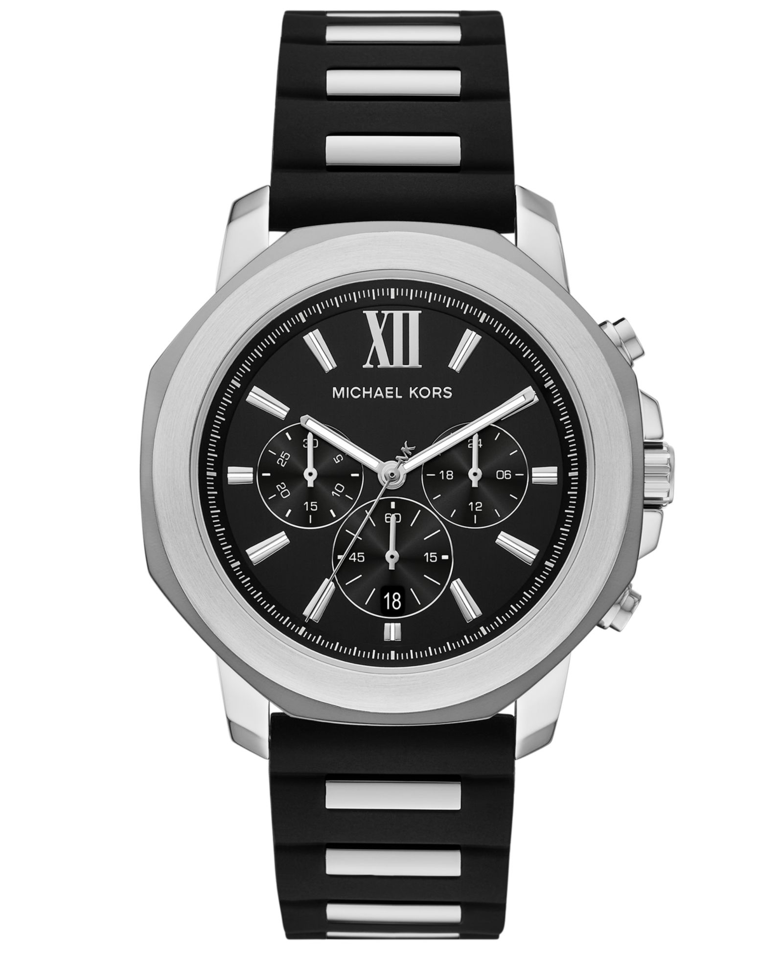Michael Kors Men's Prescott Quartz Chronograph Black Silicone Watch, 44mm