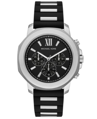 Michael Kors Мужские часы Prescott Quartz Chronograph Black Silicone 44mm