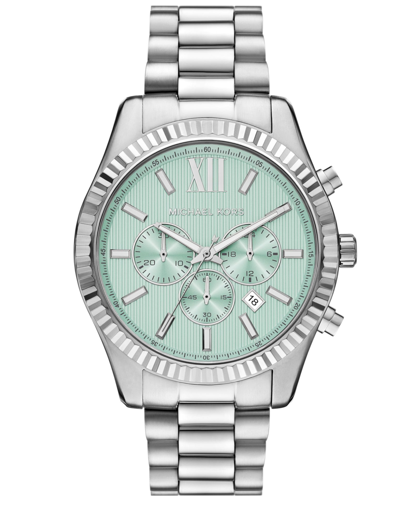 Michael Kors Men's Lexington Quartz Chronograph Silver Stainless Steel Watch 45mm