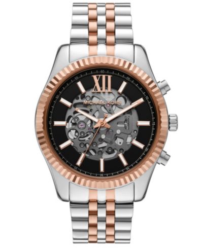 Michael Kors Мужские часы Lexington Automatic Three-Hand двухцветные из нержавеющей стали 45mm