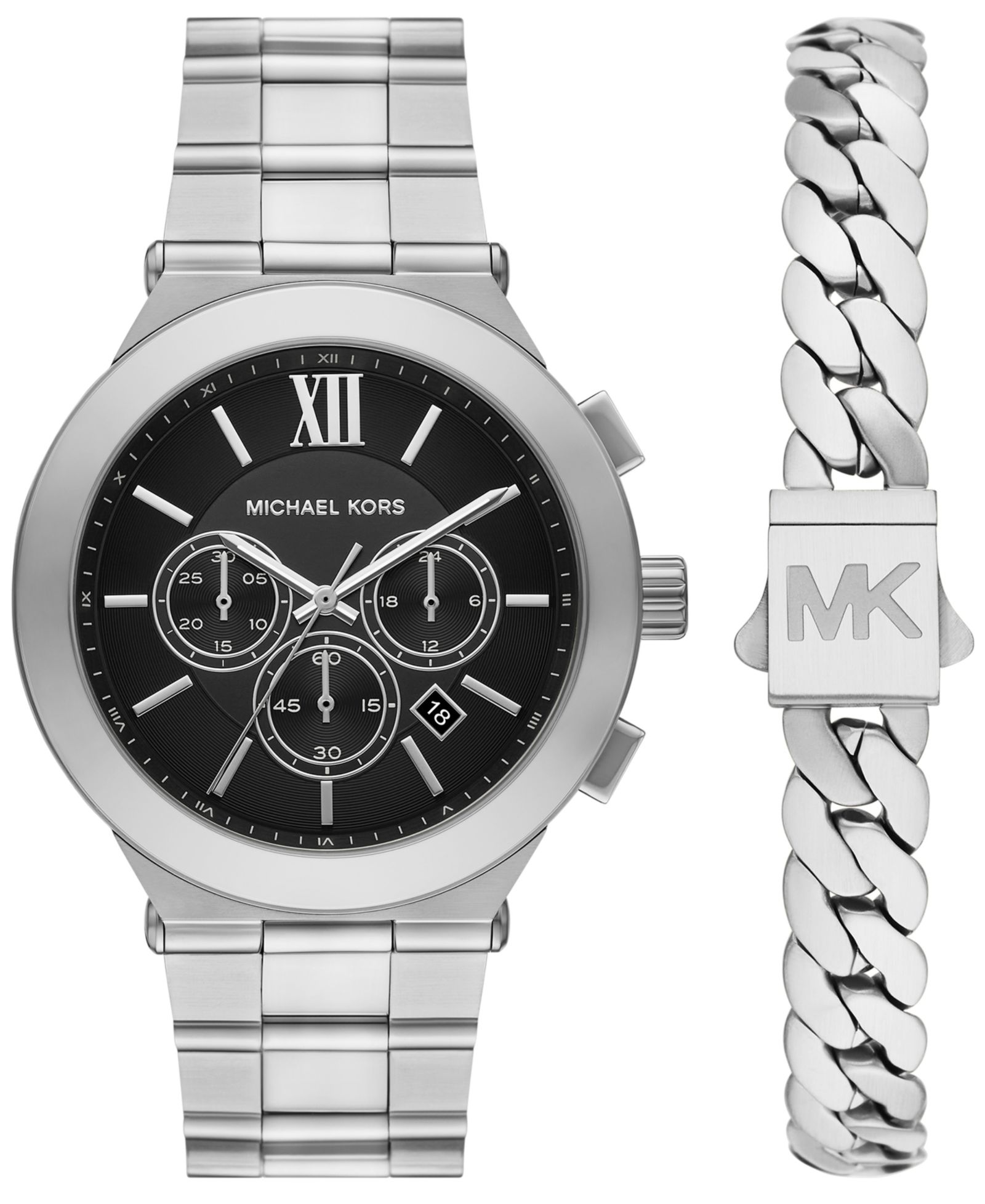 Michael Kors Men's Billie Quartz Chronograph Silver Stainless Steel Watch 44mm
